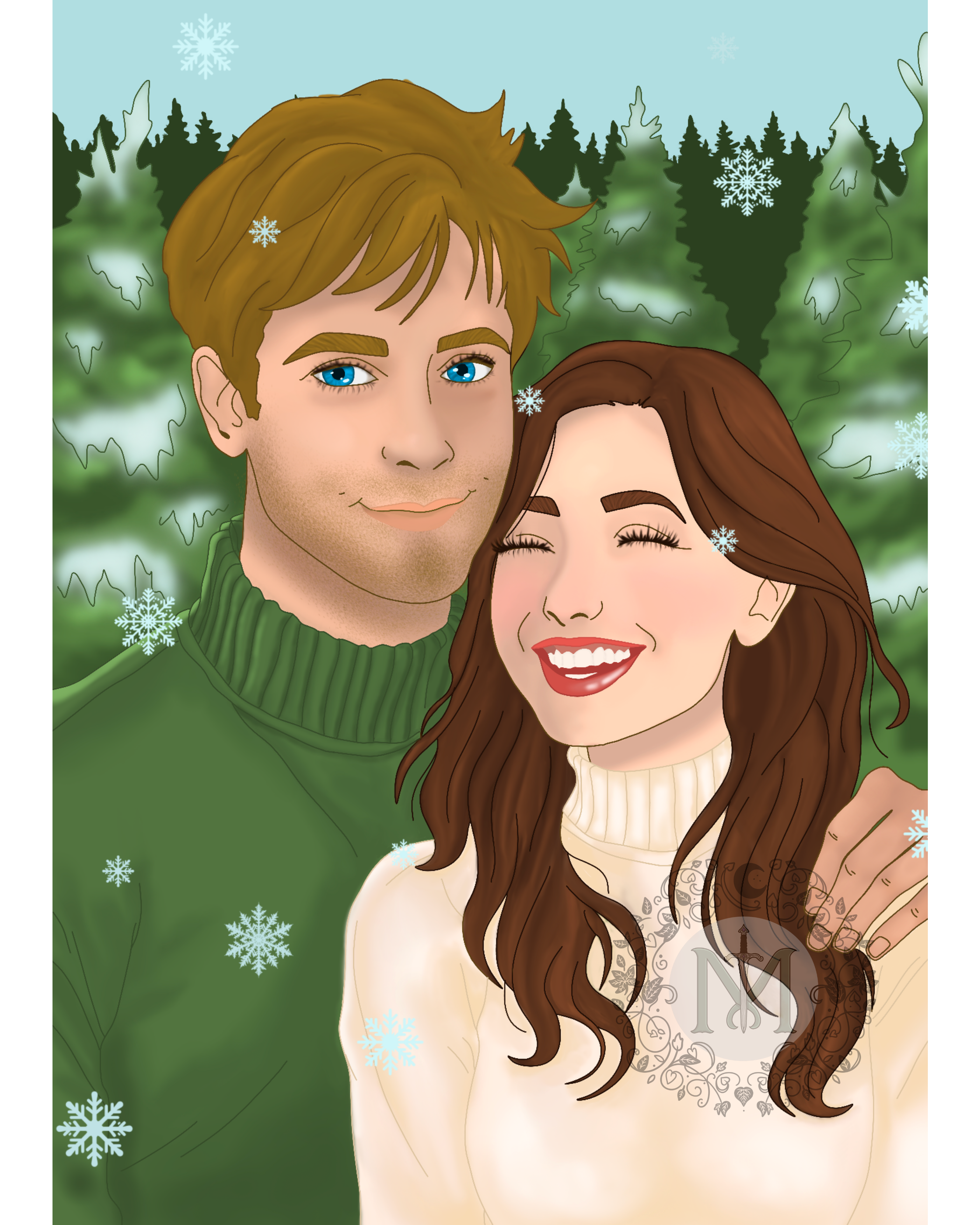 Pre-made Art: Winter Wonderland Couple
